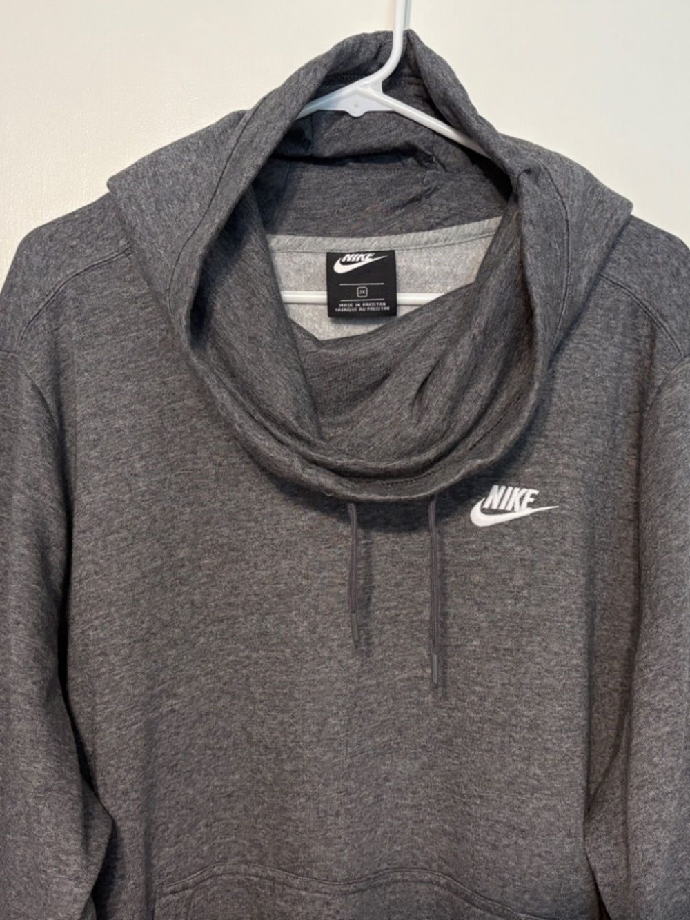 Nike Sportswear Women's Plus L/S Cowl-Neck Pullover Hoodie Sweatshirt 3X Gray - Picture 2 of 9